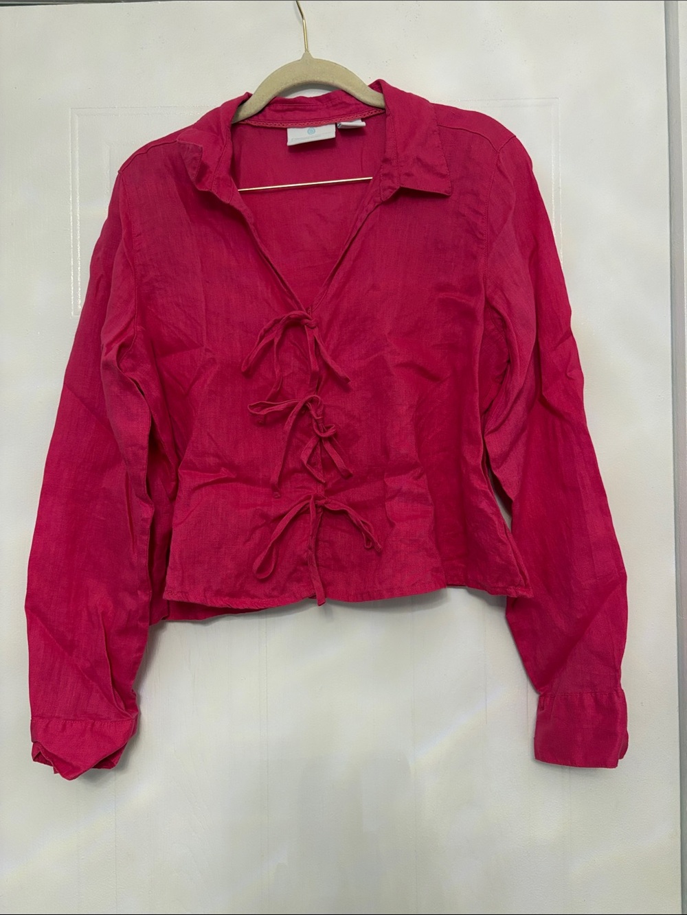 Women’s Tie-Front Blouse - Hot Pink